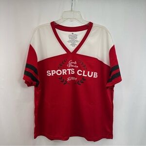 Goodie Two Sleeves T-Shirt Size XL Short Sleeve Red White Polyester